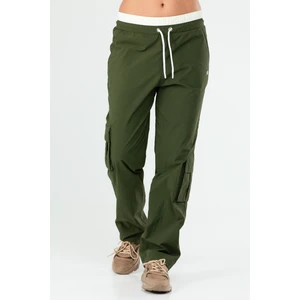 Haki Regular Fit Düz Kargo Cep Düz Paça Kadın Eşofman Altı - SD0942