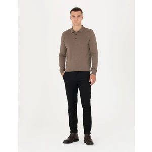 Pierre Cardin Erkek Siyah Slim Fit Çizgili Kanvas Pantolon 50278471-VR046