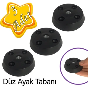 3 Adet Düz Ayak Tabanı Siyah Mobilya Masa Sehpa Ayağı Bağlantı Aparatı Plastik
