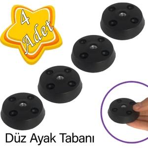 4 Adet Düz Ayak Tabanı Siyah Mobilya Masa Sehpa Ayağı Bağlantı Aparatı Plastik