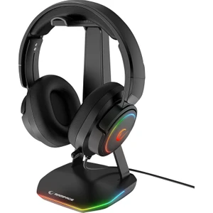 TOWER T14 Kulaklık İçin Stand RGB Işıklı 2*Usb Port Siyah
