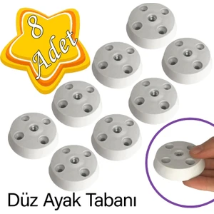8 Adet Düz Ayak Tabanı Beyaz Mobilya Masa Sehpa Ayağı Bağlantı Aparatı Plastik