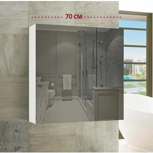 Aynalı Banyo Dolabı 70 x 70, Çift Kapaklı Lavabo Üstü, Çokamaçlı Dolap
