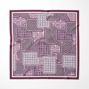 Ipek Twill Etnik Yamalar Lacivert Kadın Eşarp