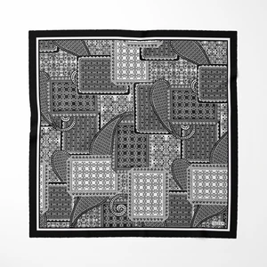 Ipek Twill Etnik Yamalar Lacivert Kadın Eşarp