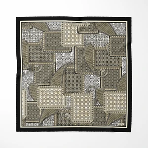 Ipek Twill Etnik Yamalar Lacivert Kadın Eşarp