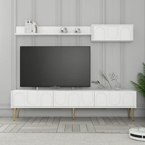 Variant Mobilya Variant Lyon Duvar Raflı Tv Ünitesi - Beyaz / Altın