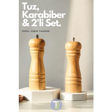 Technojet 2 Adet Doğal Ahşap Karabiber Tuz Kahve Baharat Fiyatı