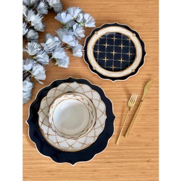 Kosova Züccaciye Lacivert Bone China 6 Kişilk 24 Parça Yemek Fiyatı