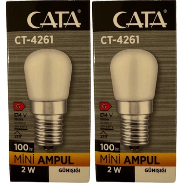 Cata CT-4261 2W 3200K (Günışığı) E14 Duylu Mini LED Ampul (2