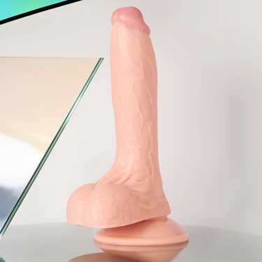 LOVEX 20CM Realistik Gerçekçi Yumuşak Dildo Vantuzlu Damarlı Testisli Yapay Penis Anal Vajinal