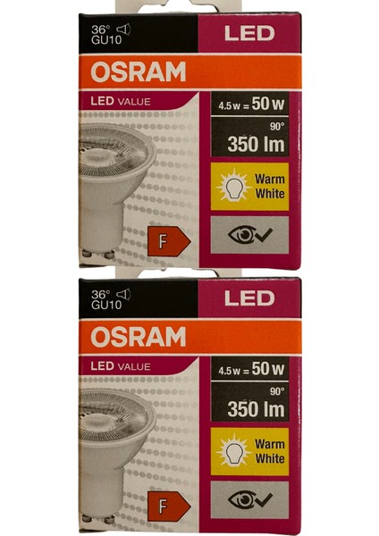 4.5W (50W) 3000K (Sarı Işık) GU10 Duylu PAR16 LED Spot (2 Adet)