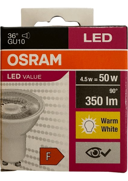 4.5W (50W) 3000K (Sarı Işık) GU10 Duylu PAR16 LED Spot (2 Adet)