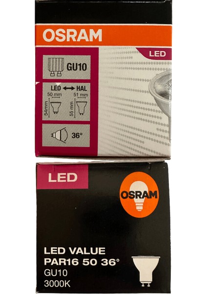 4.5W (50W) 3000K (Sarı Işık) GU10 Duylu PAR16 LED Spot (2 Adet)