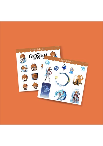 Genshin Tartaglia 2 Adet Sticker Set Parlak Kağıt