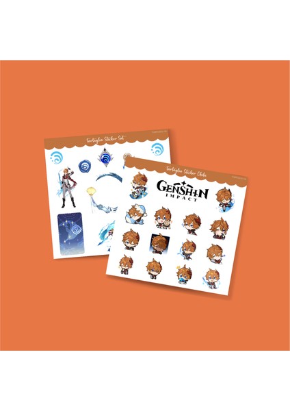 Genshin Tartaglia 2 Adet Sticker Set Parlak Kağıt indirimleri