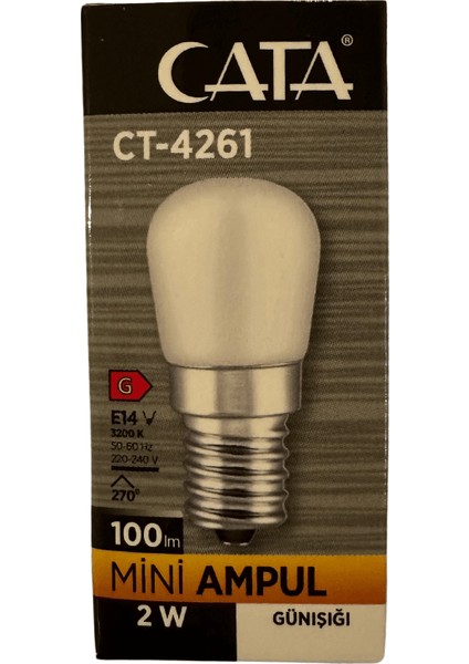 CT-4261 2W 3200K (Günışığı) E14 Duylu Mini LED Ampul (2 Adet)