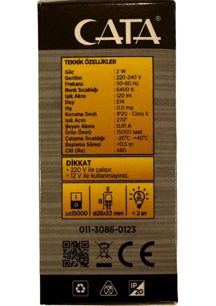 CT-4261 2W 6500K (Beyaz Işık) E14 Duylu Mini LED Ampul fiyatları