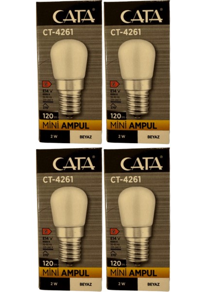CT-4261 2W 6500K (Beyaz Işık) E14 Duylu Mini LED Ampul (4 Adet)