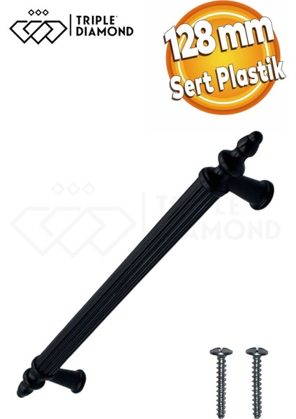 128 mm Mat Siyah Çekmece Kulpları Dolap Mobilya Kulp Sert Polimer Kulpu ( 12.8 cm ) = 128MM ( 10 Adet )