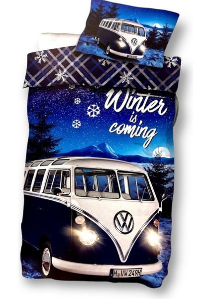Cottontex Tek Kişilik Flanel Nevresim & Yastık Kılıfı (Winter Is Coming)