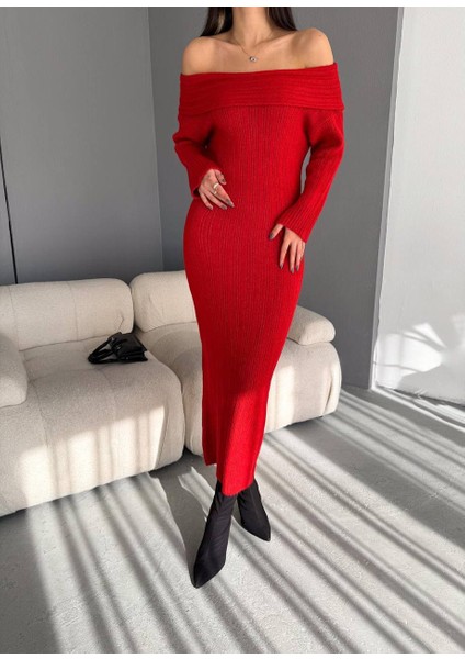 Madonna Yaka Uzun Triko Elbise modelleri