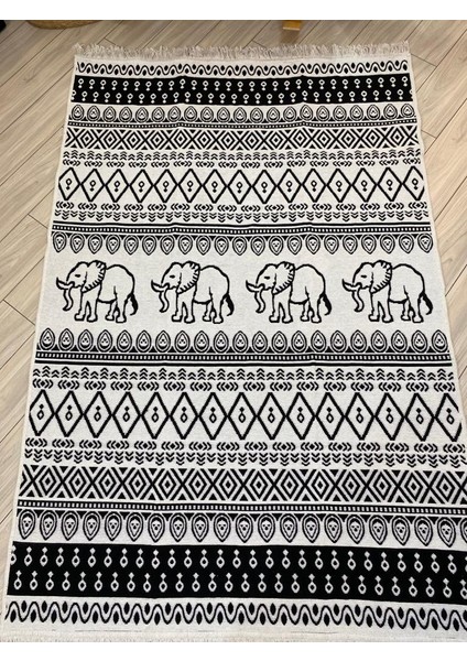 Kilim Çift Taraflı Pamuklu Dokuma Filli Kilim Fil Desenli Dokuma Kilim