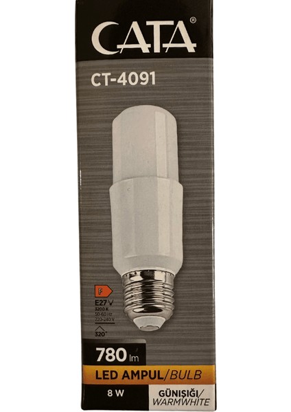 CT-4091 8W 3200K (Günışığı) E27 Duylu LED Ampul (8 Adet)