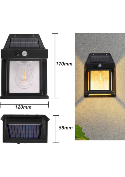 Güneş Enerjili Bahçe Aydınlatması 4 Lü Paket Aplik Dekor Solar ve Sensörlü Bahçe Balkon ve Garaj Lambası