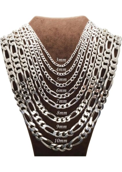 5mm Figaro Model 925 Ayar Gümüş Erkek Kolye Zincir Modelleri