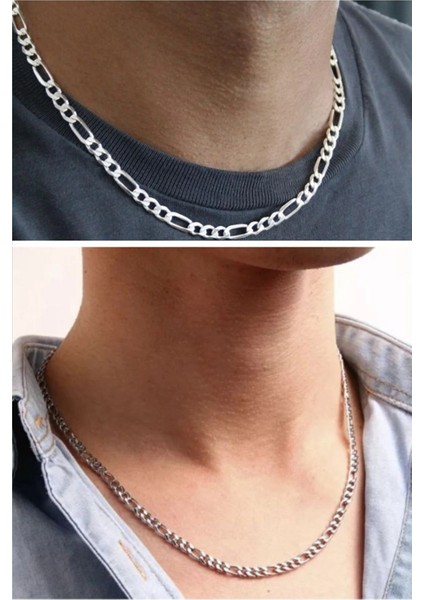 5mm Figaro Model 925 Ayar Gümüş Erkek Kolye Zincir Modelleri fiyatları