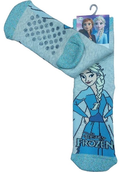 Frozen Elsa Tabanı Kaydırmaz Kışlık Havlu Çocuk Çorap