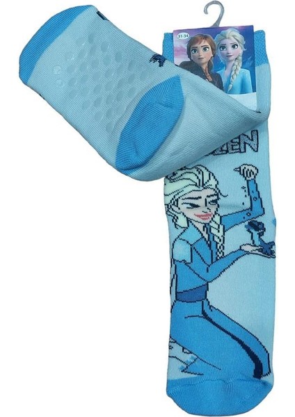 Frozen Elsa Tabanı Kaydırmaz Kışlık Havlu Çocuk Çorap