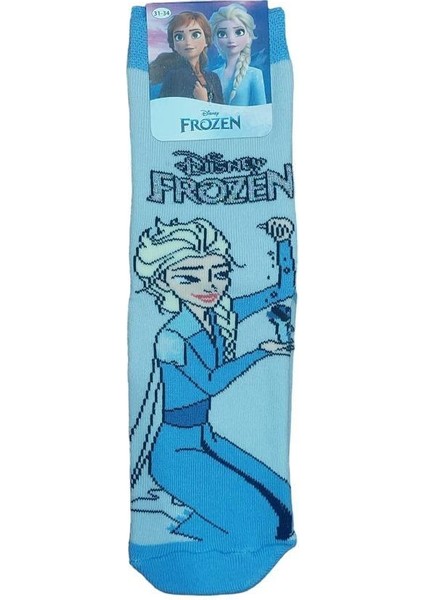 Frozen Elsa Tabanı Kaydırmaz Kışlık Havlu Çocuk Çorap