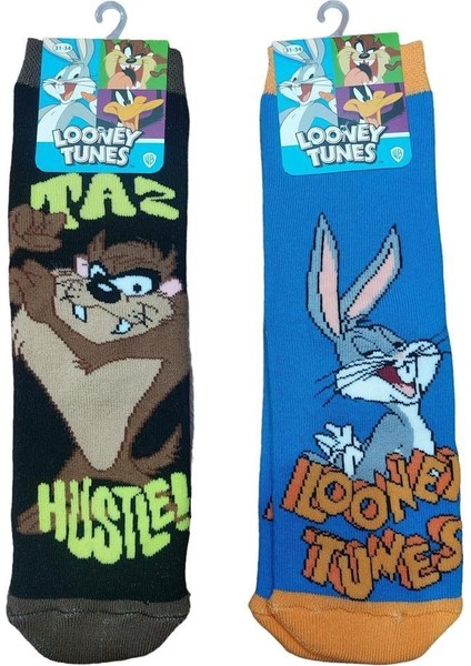 2'li Looney Tunes Tabanı Kaydırmaz Kışlık Havlu Çocuk Çorap