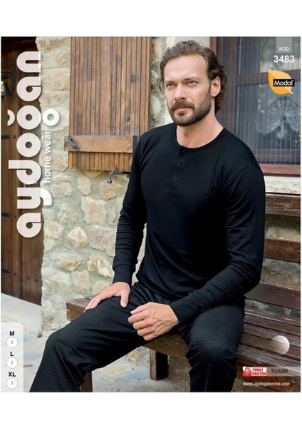 Erkek Modal Uzun Kollu Pijama Takımı 3483 - 1 Adet