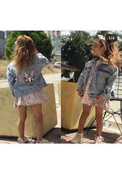 Daisy Işlemeli Pul Payet Işlemeli Kot Ceket