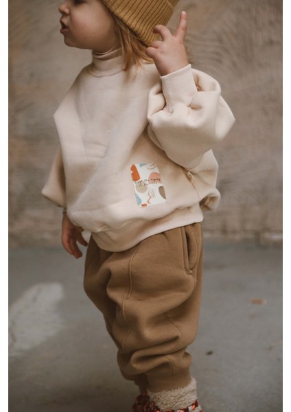 Balıkçı Yaka Oversize Polarlı Sweatshirt 1-5 Yaş