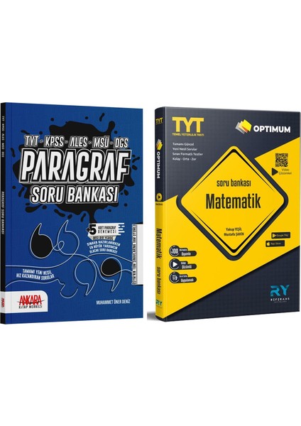 Referans Yayınları TYT Matematik ve Ankara Kitap Merkezi Yayınları Paragraf Soru Bankası Seti 2 Kitap