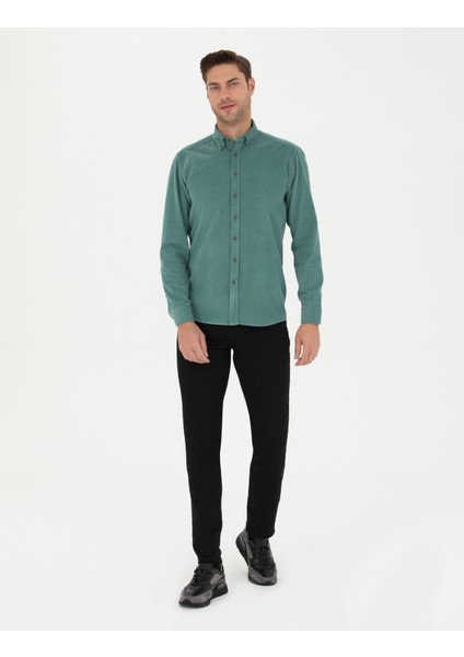 Erkek Siyah Slim Fit Kanvas Pantolon 50278469-VR046
