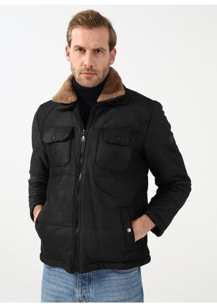 Mono Yaka Slim Fit Kapitone Siyah Erkek Mont MN2008700287