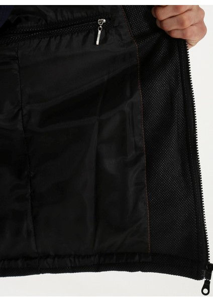 Mono Yaka Slim Fit Kapitone Siyah Erkek Mont MN2008700287