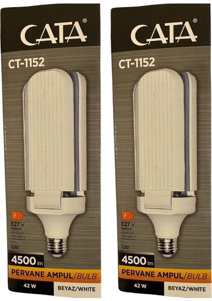 CT-1152 42W 6400K (Beyaz Işık) E27 Duylu LED Pervane Ampul (2 Adet)