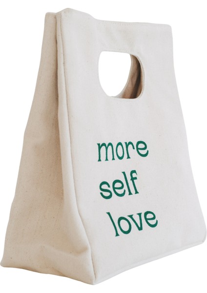 % 100 Pamuk Mini Kanvas " More Self Love " Bez Çanta / Tote Bag