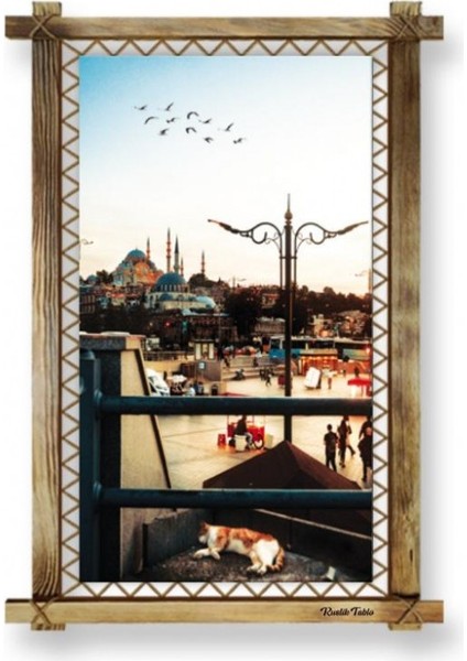 Kanvas Istanbul LED Işıklı Rustik Tablo
