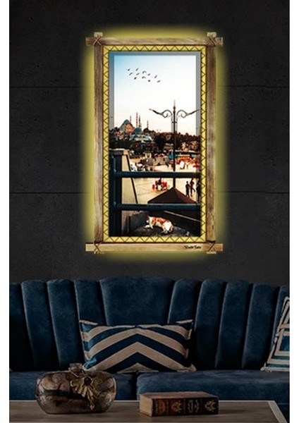 Kanvas Istanbul LED Işıklı Rustik Tablo