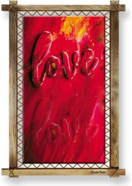 Kanvas Love LED Işıklı Rustik Tablo