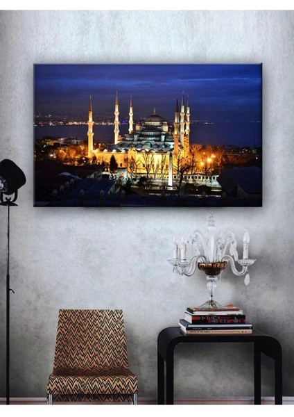 Kanvas Tablo Camii Gece Görünümlü LED Işıklı