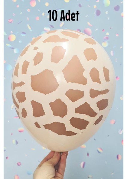 Zürafa Desen Baskılı Balonlar 12" Inç Balon Safari Zürafa Temalı Balonlar 10 Adet fiyatları