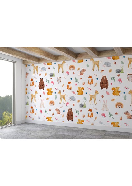 Doğa Hayvanları Temalı Öğretici Çocuk Odası Duvar KAĞIDI-5714 fiyatları